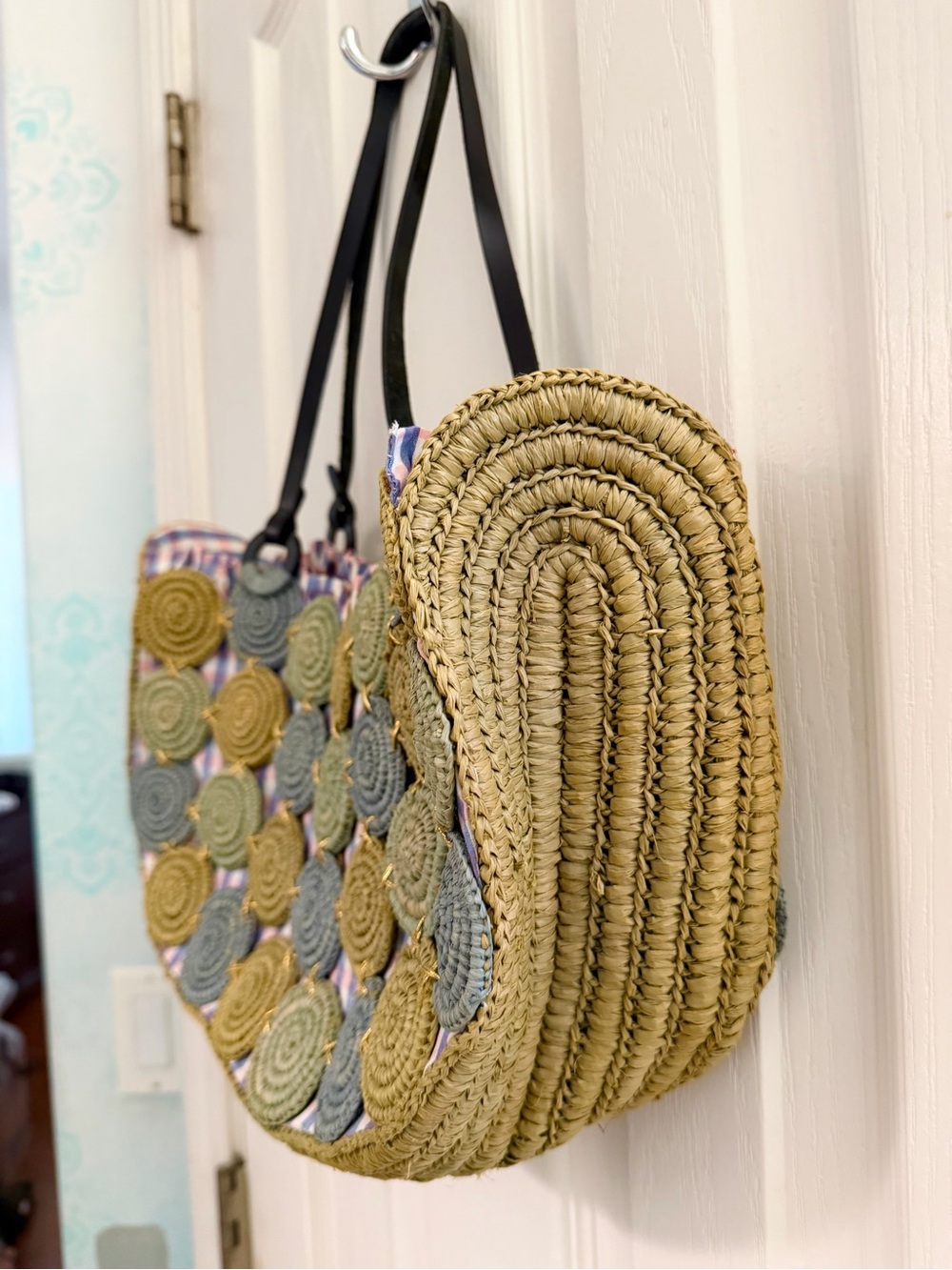 Annabel Ingall raffia Circle-Embellished Shoulder Bag - Natural